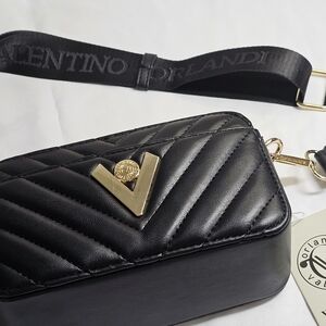 Valentino Orlandi Black Quilted Leather Crossbody Bag NWT Retail $260
